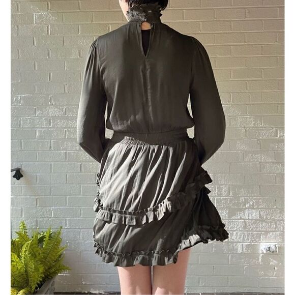 Vestique Olive Green Baby Doll Party Dress. Size L. High Neck Swiftie - Picture 4 of 14